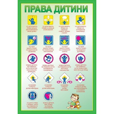 Стенд Права и обязанности детей (зеленый)