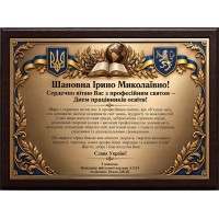 Наградная плакетка ко Дню работников образования на заказ
