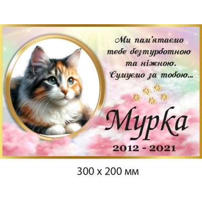 Мемориальная табличка для кота 300×200 мм