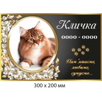 Меморіальна табличка для кота, кішки 300×200 мм