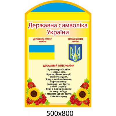 Стенд Государственный гимн и символика Украины (желтый)