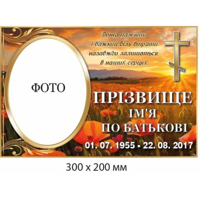 Табличка на памятник 300х200 мм