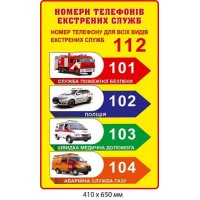 Стенд Номер телефона для всех видов экстренных служб (фон желтый)