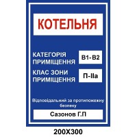  Знак категории и зоны помещения 200х300 мм