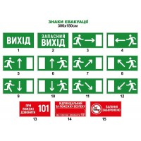 Таблички и наклейки знаки эвакуации. Размер 300х150 мм