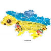 Стенд Карта Украины оформлена в желто-голубых цветах