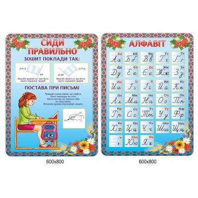 Комплект стендов для начальной школы Сиди правильно, Алфавит (голубой)