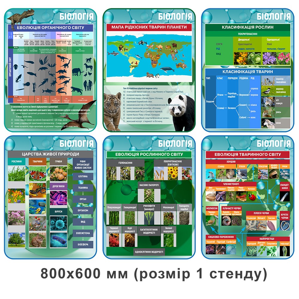 Комплект стендов для кабинета биологии (голубой)