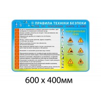 Стенд Правила техники безопасности (желто-голубой фон)