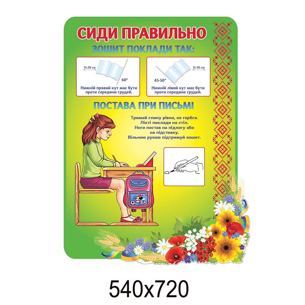 Стенд Сиди правильно (салатовый фон)