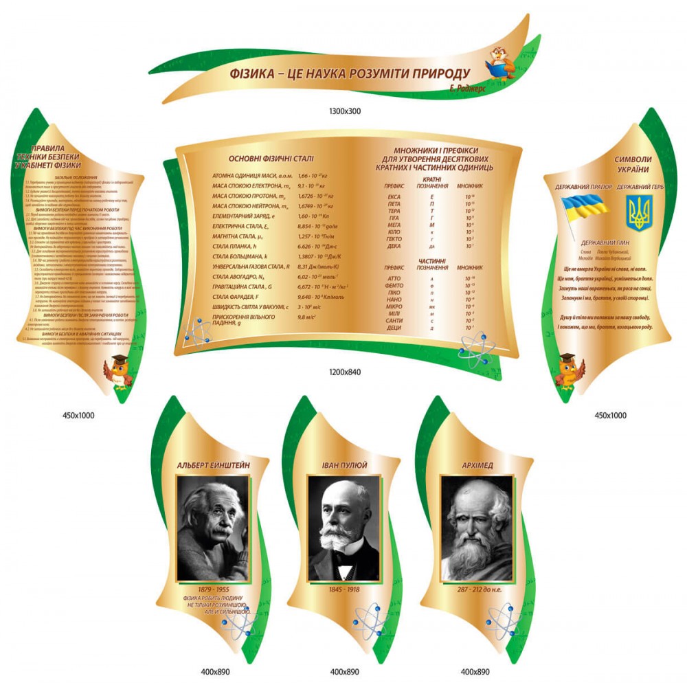 Комплект стендов в кабинет физики (зеленый цвет)