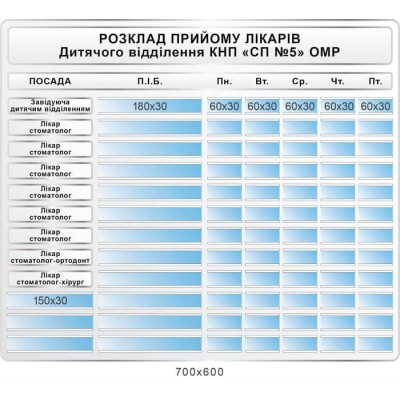 Стенд Розклад прийому лікарів
